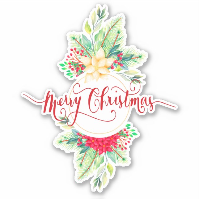 Merry Christmas wreath Sticker (Front)