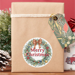 Merry Christmas wreath stickers and sealers