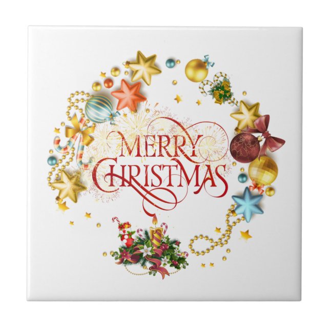 Merry Christmas wreath Tile (Front)