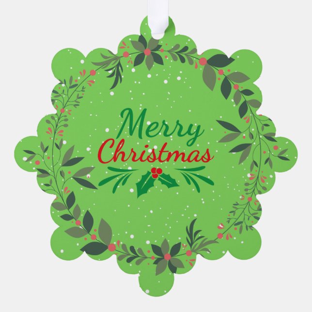 Merry Christmas Wreath Tree Decoration Card (Back)