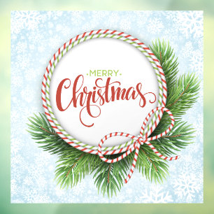 Merry Christmas Wreath Window Cling