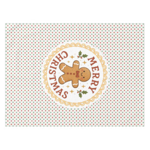 Merry Christmas wreath with gingerbread man Tablecloth