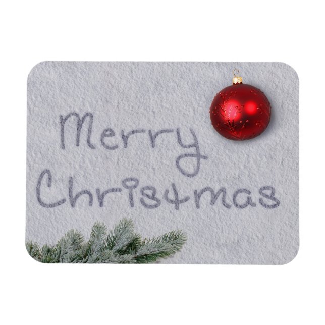 Merry Christmas written in the Snow Magnet (Horizontal)