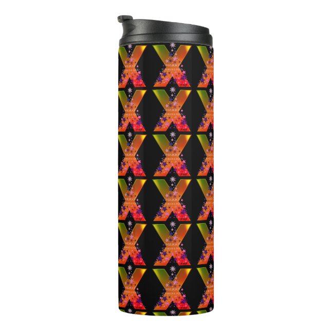 Merry Christmas "X" Black Thermal Tumbler (Rotated Right)