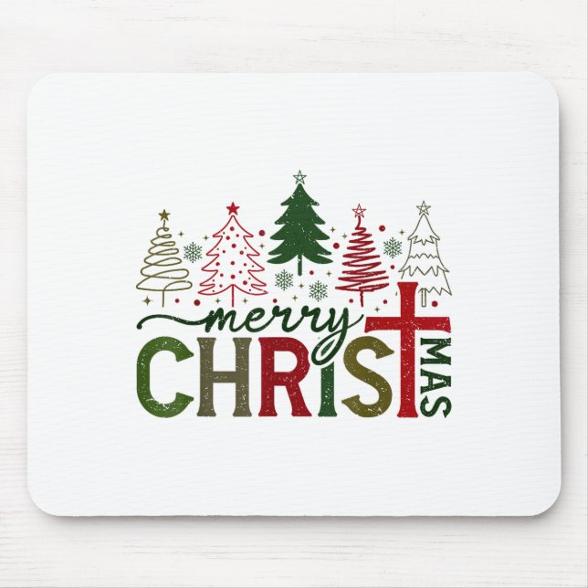 Merry Christmas Xmas Christian Jesus Family Pajama Mouse Mat (Front)