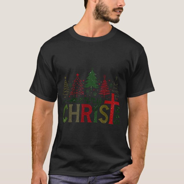 Merry Christmas Xmas Christian Jesus Family Pajama T-Shirt (Front)