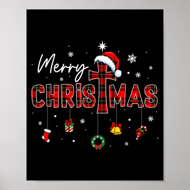 Merry Christmas Xmas Christian Jesus Holiday Famil Poster (Front)
