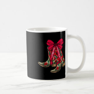 Merry Christmas Xmas Cowboy Boots Coquette Bow Paj Coffee Mug