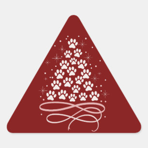 Merry Christmas Xmas Dog Pet Tree Winter Dog Lover Triangle Sticker