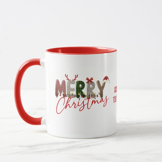 Merry Christmas, Xmas Family Matching Party Red Mug (Left)
