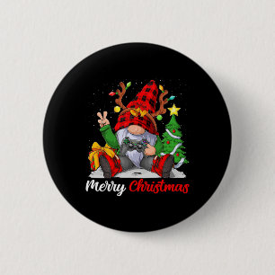 Merry Christmas Xmas Gamer Gnome Video Game Boys K 6 Cm Round Badge