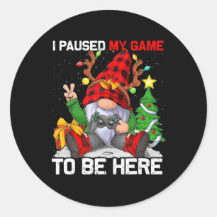 Merry Christmas Xmas Gamer Gnome Video Game Boys K Classic Round Sticker