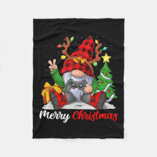 Merry Christmas Xmas Gamer Gnome Video Game Boys K Fleece Blanket