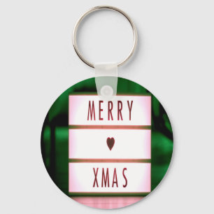 Merry Christmas XMAS Green and Red Key Ring