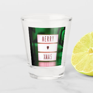 Merry Christmas XMAS Green and Red Shot Glass
