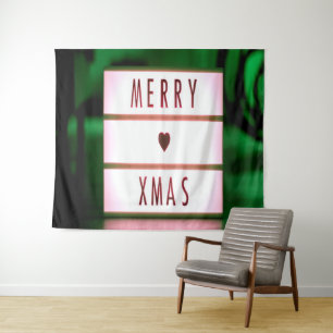 Merry Christmas XMAS Green and Red Tapestry