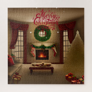 Merry christmas- xmas light- Christmas tree  Jigsaw Puzzle