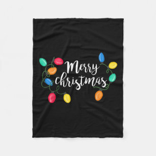 Merry Christmas Xmas Lights Family Matching Pajama Fleece Blanket