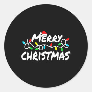 Merry Christmas Xmas Lights Pyjamas Holiday Family Classic Round Sticker