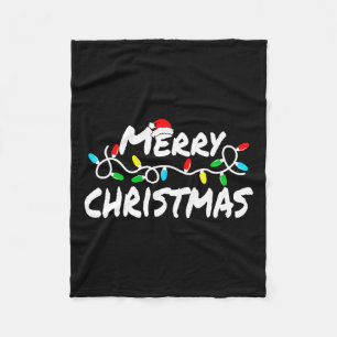 Merry Christmas Xmas Lights Pyjamas Holiday Family Fleece Blanket