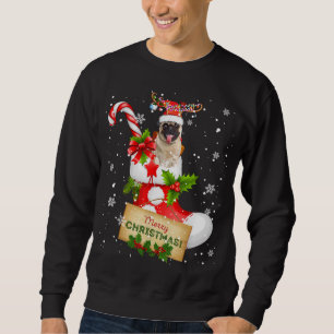 Merry Christmas Xmas Lights Santa Reindeer Pug In  Sweatshirt