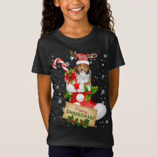 Merry Christmas Xmas Lights Santa Reindeer Sheltie T-Shirt