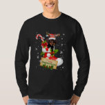 Merry Christmas Xmas Lights Santa Reindeer T-Shirt<br><div class="desc">Merry Christmas Xmas Lights Santa Reindeer Dachshund In Sock Shirt. Perfect gift for your dad,  mom,  papa,  men,  women,  friend and family members on Thanksgiving Day,  Christmas Day,  Mothers Day,  Fathers Day,  4th of July,  1776 Independent day,  Veterans Day,  Halloween Day,  Patrick's Day</div>