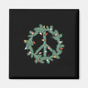 Merry Christmas Xmas Peace Sign Lights Funny Retro Magnet