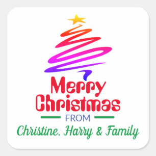 Merry Christmas. Xmas Present Square Sticker