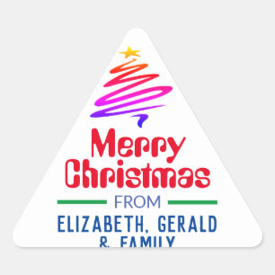 Merry Christmas. Xmas Present Triangle Sticker