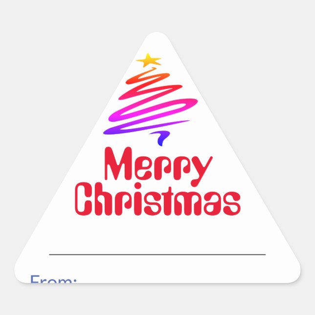 Merry Christmas. Xmas Present Triangle Sticker (Front)