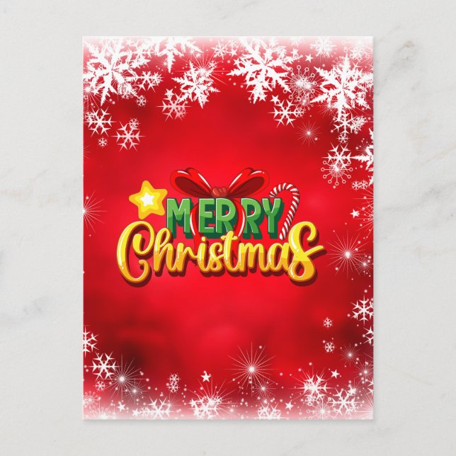 Merry Christmas Xmas Red Green Gold Holiday Love Postcard (Front)