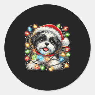 Merry Christmas Xmas Shih Tzu Santa Dog Men Women  Classic Round Sticker