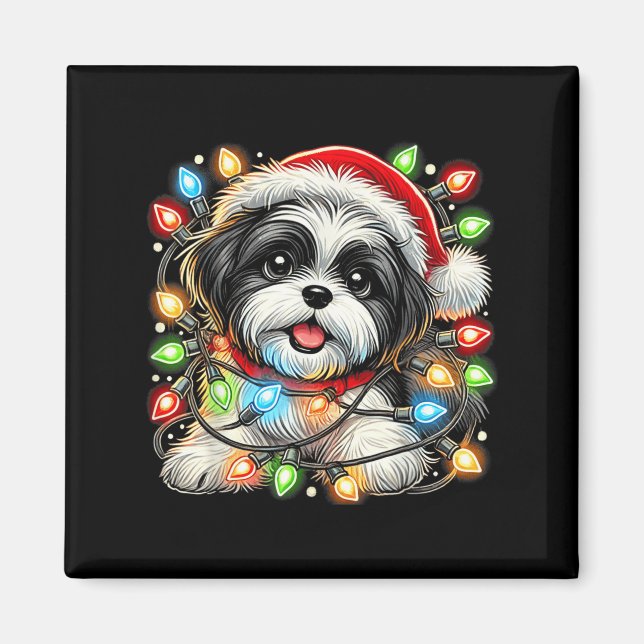 Merry Christmas Xmas Shih Tzu Santa Dog Men Women  Magnet (Front)