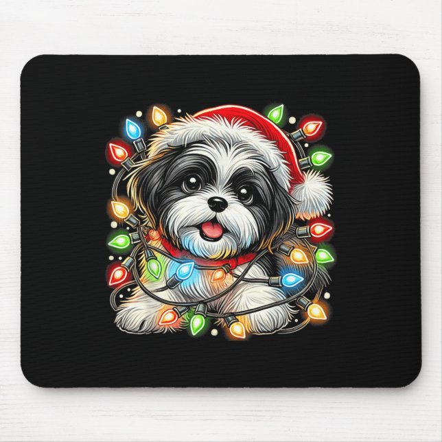 Merry Christmas Xmas Shih Tzu Santa Dog Men Women  Mouse Mat (Front)