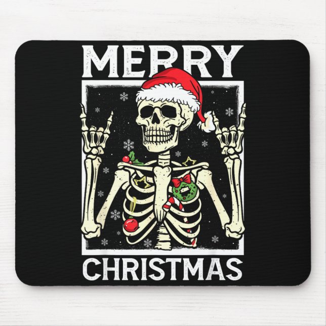 Merry Christmas Xmas Skull Skeleton Funny Men Wome Mouse Mat (Front)