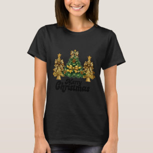 Merry Christmas Xmas Tree Leopard Print Coquette B T-Shirt