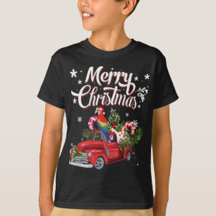 Merry Christmas Xmas Tree Red Truck Parrot Santa H T-Shirt