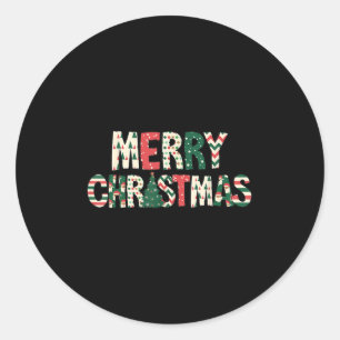 Merry Christmas Xmas Tree Santa Claus Family Pajam Classic Round Sticker