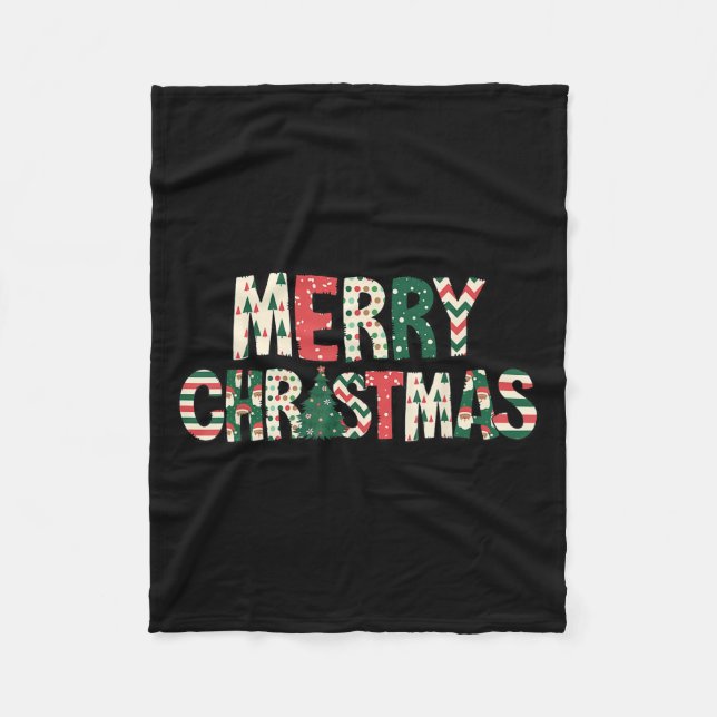 Merry Christmas Xmas Tree Santa Claus Family Pajam Fleece Blanket (Front)