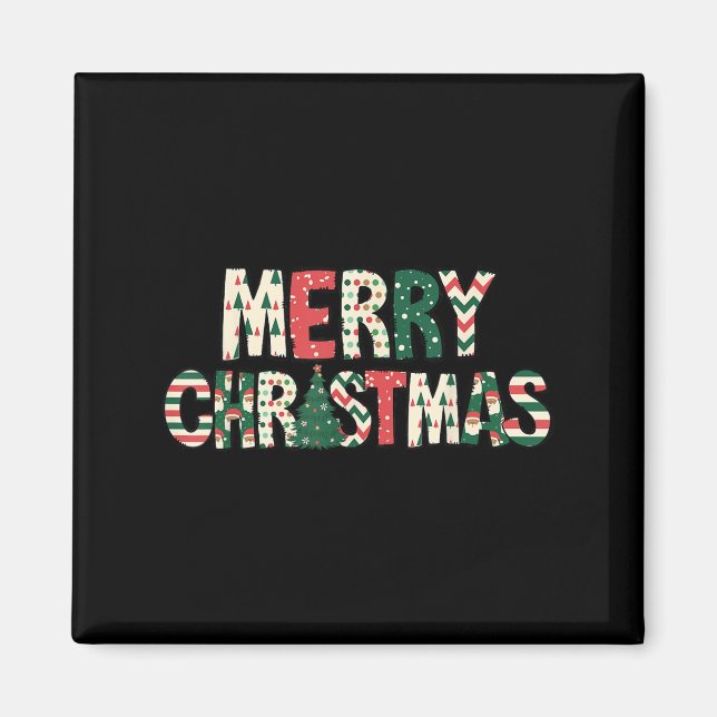 Merry Christmas Xmas Tree Santa Claus Family Pajam Magnet (Front)