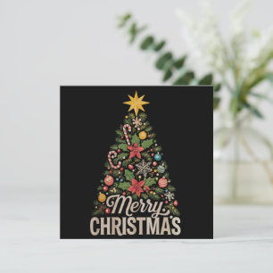 Merry Christmas Xmas Tree Vintage Holidays  Holiday Card