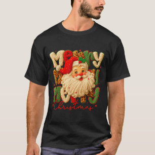 Merry Christmas Xmas Vibes Santa Latch Hook Yarn C T-Shirt