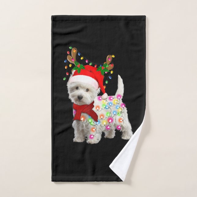 Merry Christmas Xmas Westie Dog Reindeer Cosplay Hand Towel (Hand Towel)
