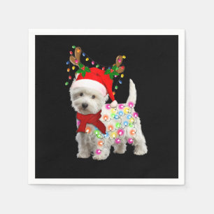 Merry Christmas Xmas Westie Dog Reindeer Cosplay Napkin