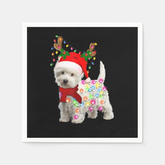 Merry Christmas Xmas Westie Dog Reindeer Cosplay Napkin (Front)