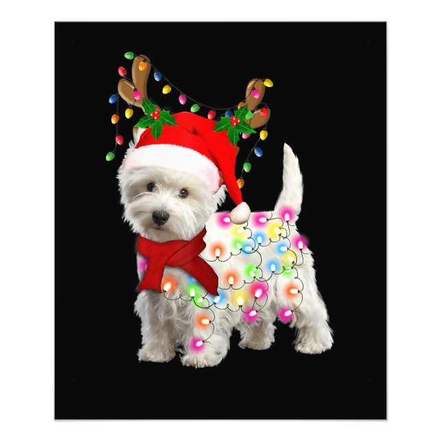 Merry Christmas Xmas Westie Dog Reindeer Cosplay Photo Print (Front)