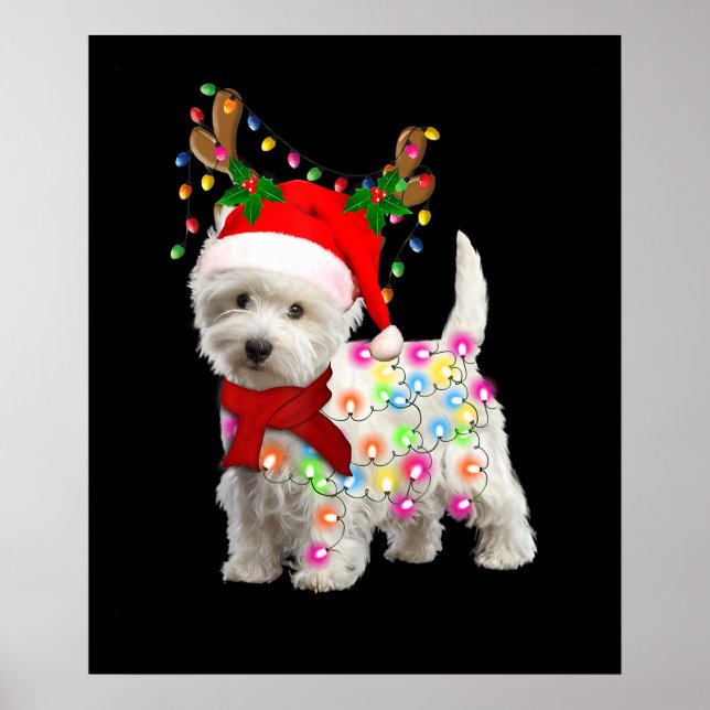 Merry Christmas Xmas Westie Dog Reindeer Cosplay Poster (Front)