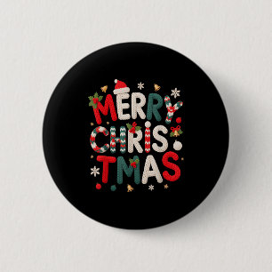 Merry Christmas Xmas Yarn Crochet Knitting Quilter 6 Cm Round Badge