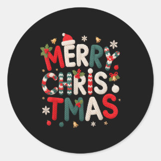 Merry Christmas Xmas Yarn Crochet Knitting Quilter Classic Round Sticker